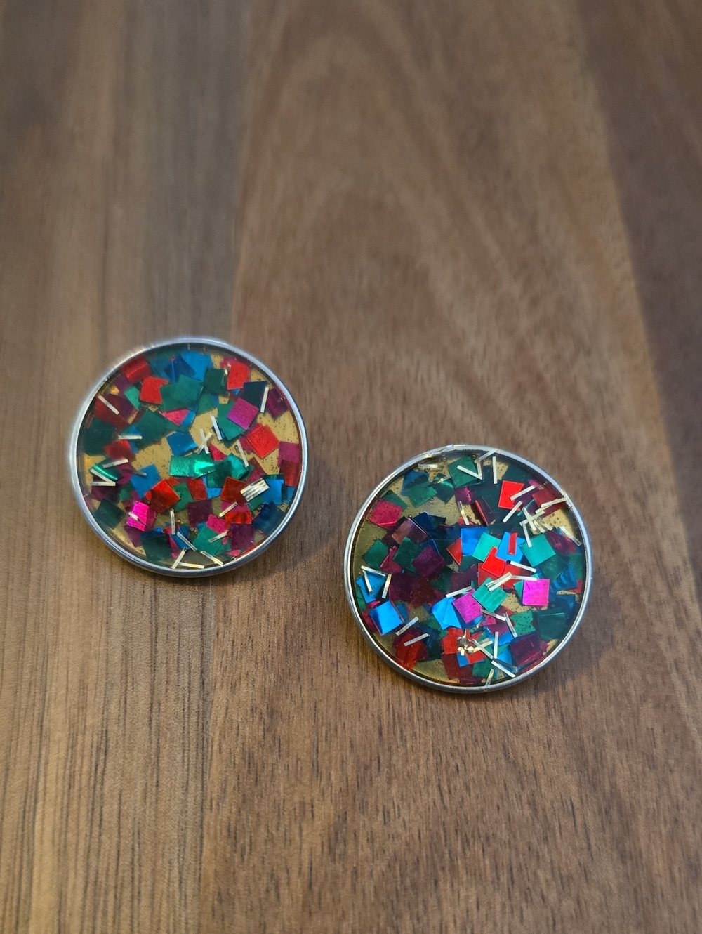 Round Confetti Stud Earrings - Multicolor